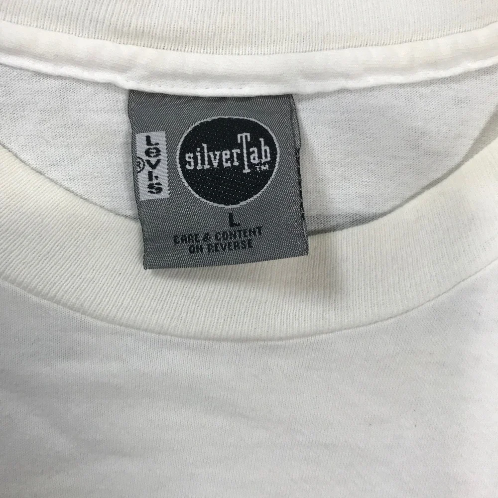 Vintage Levis SilverTab 501 Button Your Fly T-Shirt Mens Large White 90s USA